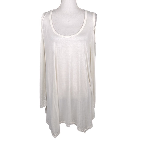 Soprano White Cold Shoulder Long Sleeve Flowy Top Size 2X New with tags! - Picture 1 of 8